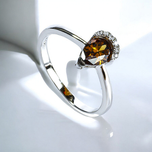 925 Sterling Silver Chocolate Diamond Ring Solitaire