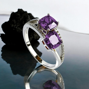 Princess Cut Amethyst Ring