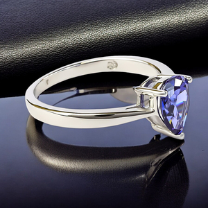 Solitaire Tanzanite Sterling Silver Ring