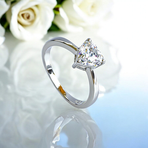 Heart Shape Sterling Silver Solitaire Ring