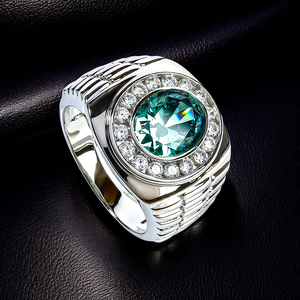 Big Oval Cut Alexandrite Mens Silver Ring