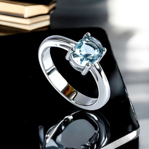 Aquamarine Silver Engagement Ring