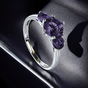 3 Stone Tanzanite Silver Ring