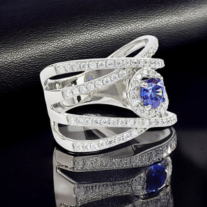 Beautiful Tanzanite Cocktail Ring with Sterling Silver