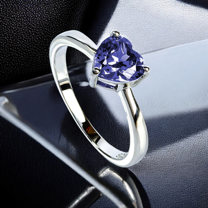 Heart Shape Tanzanite Sterling Silver Solitaire Ring