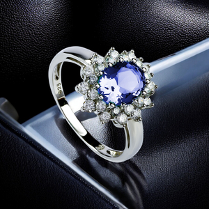 Oval Cut Tanzanite Sterling Silver Ring