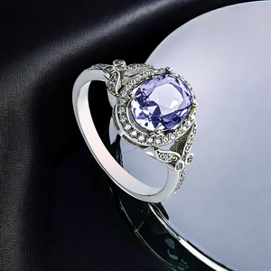 Oval Cut Tanzanite Silver Ring