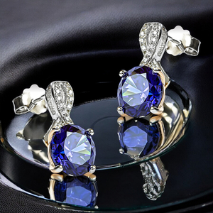 Silver Brilliant Cut Tanzanite Set Earrings Pendant