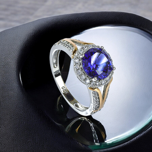 Silver Yellow Gold Plated Tanzanite Silver Ring