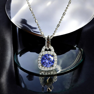 Silver Princess Cut Tanzanite Chocolate Diamond Set Earrings Pendant