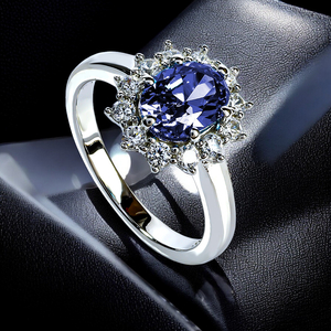 Silver Oval Cut Tanzanite Ring
