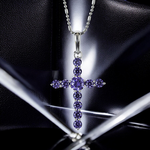 Tanzanite Sterling Silver Cross Pendant