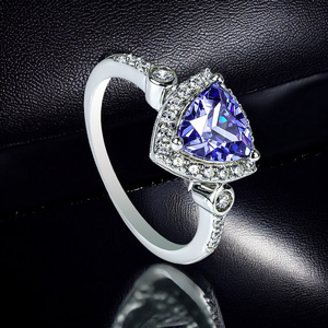 Trillion Cut Tanzanite Stone Silver Ring