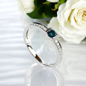 0.35 CTW 14K White Gold Blue and White Diamonds Ring