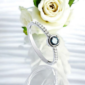 0.36 CTW 14K White Gold Blue and White Diamonds Ring