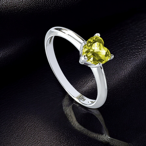 Sterling Silver Heart Shape Cut Yellow Alexandrite Ring