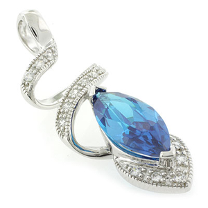 Blue Topaz Silver Pendant Marquise Cut