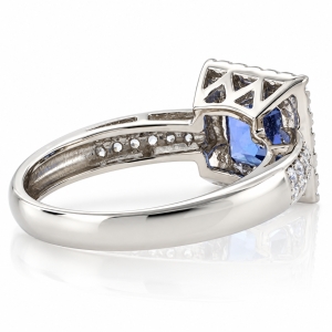 Princess Cut Alexandrite Micro Pave Setting Silver Ring