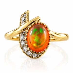Unique Fire Jelly Opal Ring