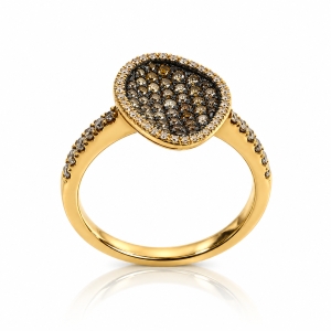 0.60 CTW 14K Yellow Gold Chocolate and White Diamonds Ring