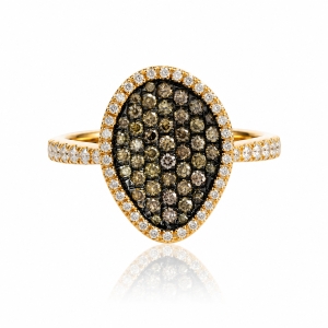 0.60 CTW 14K Yellow Gold Chocolate and White Diamonds Ring
