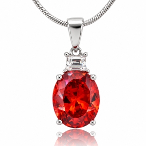 Fire Opal Oval Cut Stone Sterling Silver Pendant