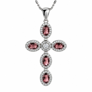 Sterling Silver Cross With Alexandrite Changing Color Stone
