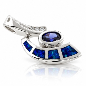 Australian Opal Pendant with Tanzanite