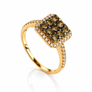 0.88 CTW 14K Yellow Gold Chocolate and White Diamonds Ring