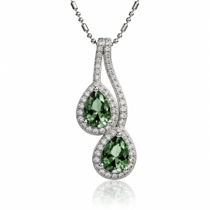 Double Pear Cut Alexandrite Sterling Silver Pendant