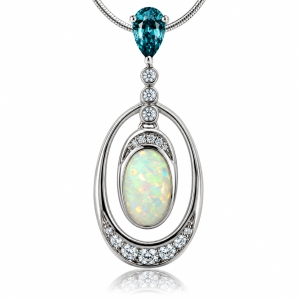 Amazing White Opal and Color Change Alexandrite Pendant