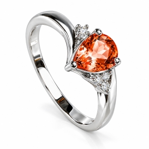 Fire Opal Pear Cut Sterling Silver Ring