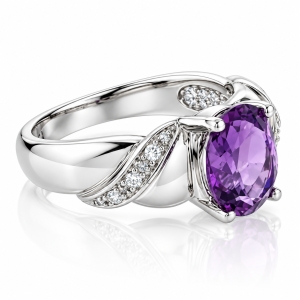 Genuine Amethyst Silver Ring