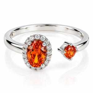 Double Fire Opal Sterling Silver Solitaire Ring