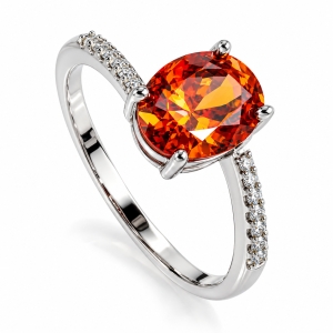 8 mm x 6 mm Oval Cut Mexican Fire Cherry Opal Silver Ring