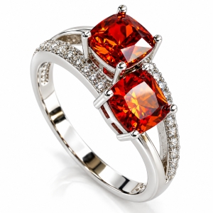 Princess Cut Fire Opal Ring