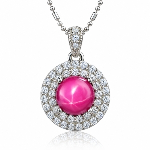 Star Ruby Pendant Simulated Diamonds