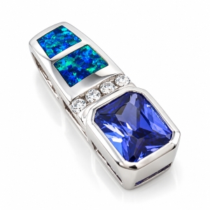 Australian Opal Pendant with Tanzanite