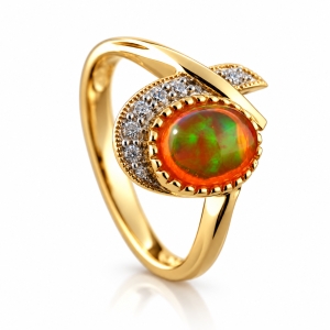 Unique Fire Jelly Opal Ring