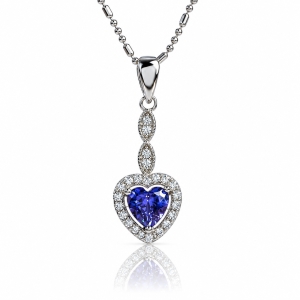 Silver Heart Cut Tanzanite Set Earrings Pendant