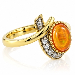 Unique Fire Jelly Opal Ring