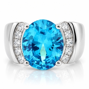 Big Blue Topaz Silver Ring