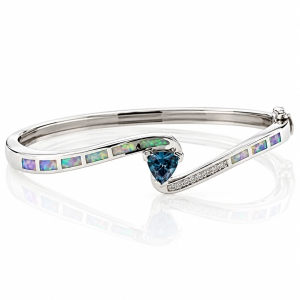 Opal and Alexandrite Silver Bangle