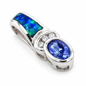 Australian Opal Pendant with Tanzanite
