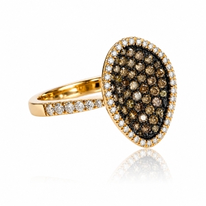 0.60 CTW 14K Yellow Gold Chocolate and White Diamonds Ring