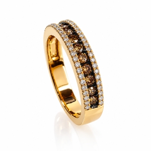 0.76 CTW 14K Yellow Gold Chocolate and White Diamonds Ring