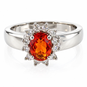 Authentic Fire Oval Cut Opal Silver Moss Ring