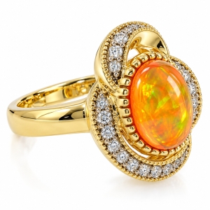 Quality Fire Jelly Opal Ring