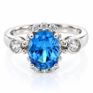 Blue Topaz Silver Elegant Ring