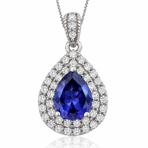 Drop Cut Tanzanite & Silver Pendant